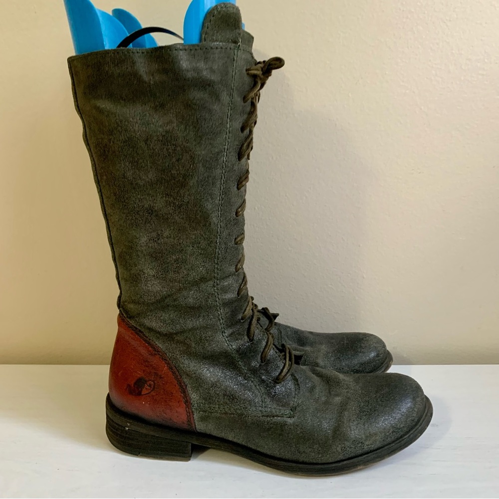 Felmini Leather Textile Lining Side Zip Lace Up Boots Size 40 / 9